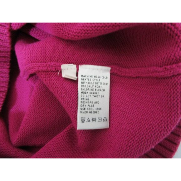 August Silk 100% Cotton Sweater Size Medium Button Neck Pullover Turtleneck Pink - Picture 9 of 11